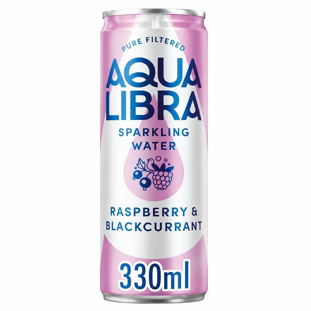 Aqua Libra Sparkling Water Infused with Raspberry & Blackcurrant 4x330ml