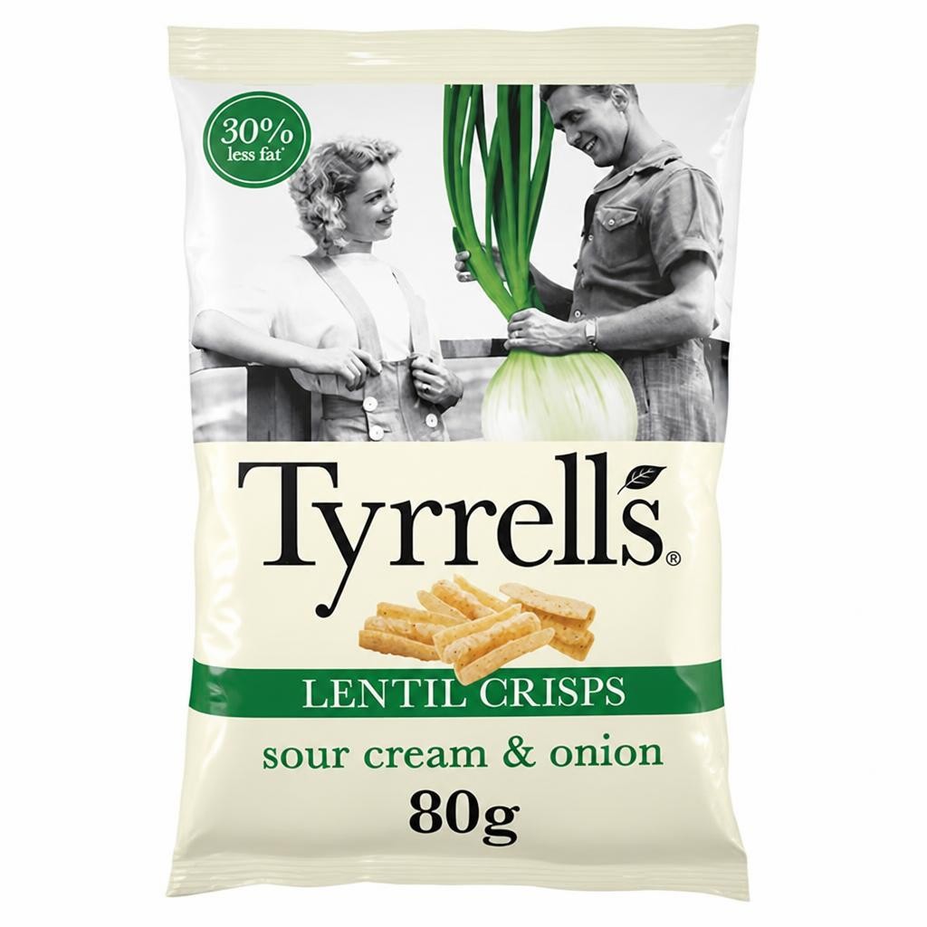 Tyrrells Lentil Sharing Crisps Sour Cream & Onion 80g