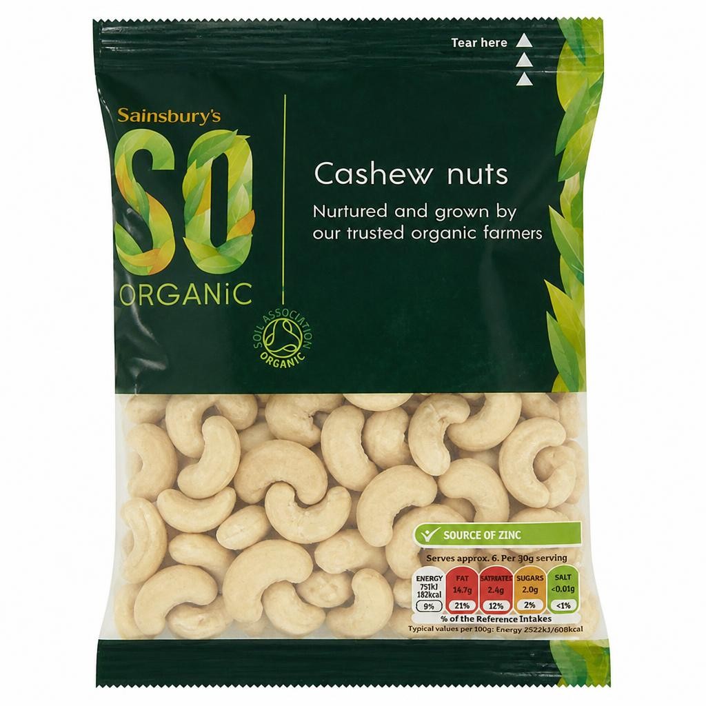 Sainsbury's Cashew Nuts, SO Organic 200g