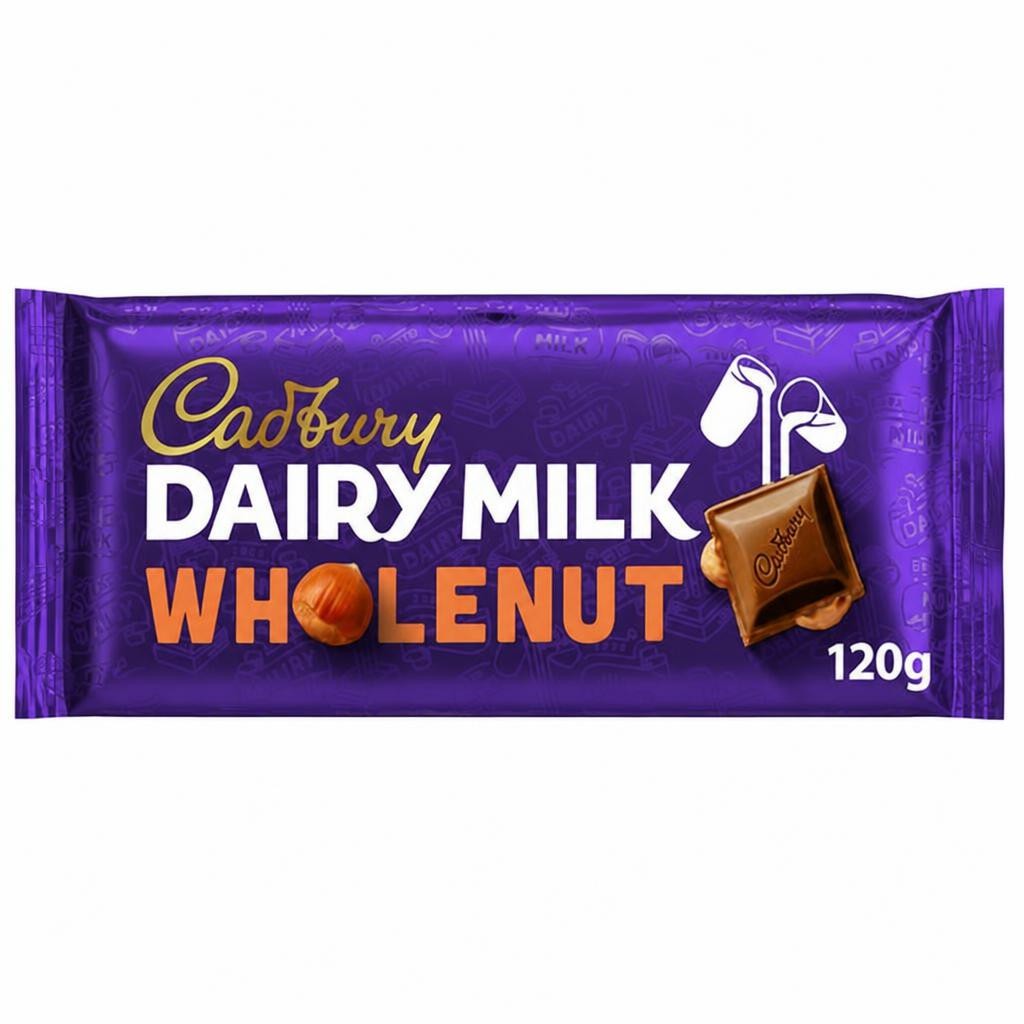 Cadbury Dairy Milk Wholenut Chocolate Bar 120g