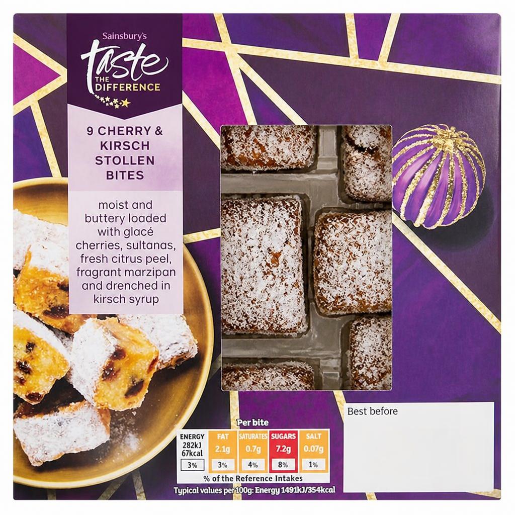 Sainsbury's Cherry & Kirsch Stollen Bites, Taste the Difference x9 170g