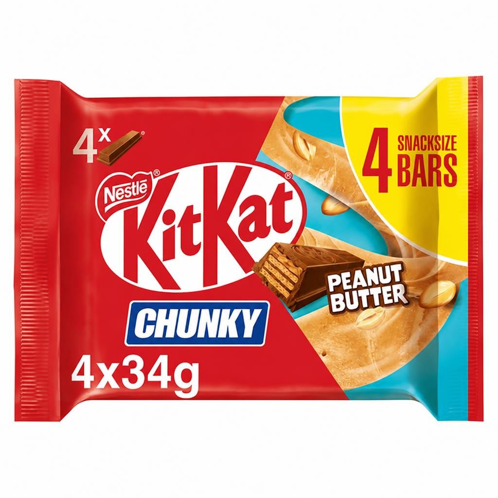 KitKat Chunky Peanut Butter Chocolate Bar Multipack x4 34g