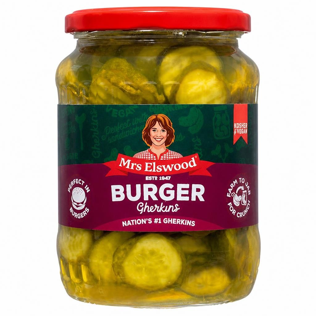 Mrs Elswood Burger Gherkins Pickled 670g