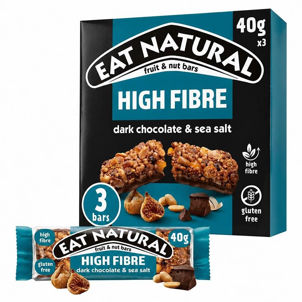 Eat Natural Fibre Dark Chocolate Sea Salt Fruit & Nut Cereal Bars 3x40g