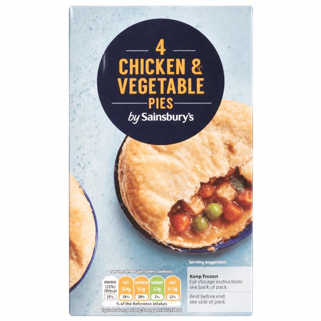 Sainsbury's Chicken, Gravy & Vegetable Pie x4 568g