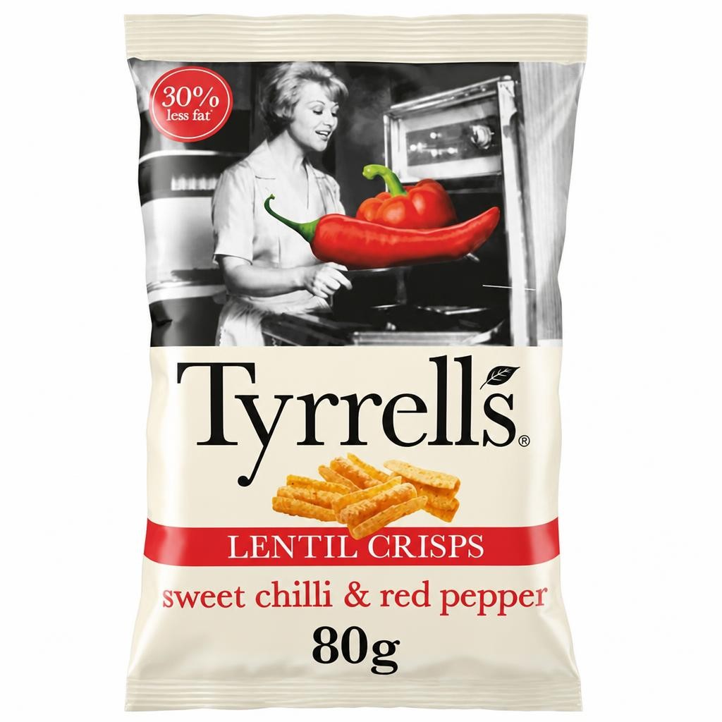 Tyrrells Lentil Sharing Crisps Sweet Chilli & Red Pepper 80g