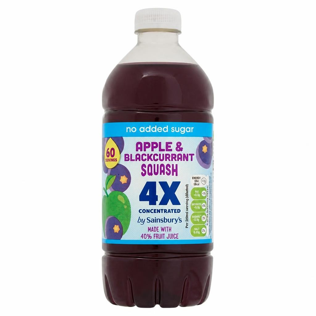 Sainsbury's Quadruple Strength Apple & Blackcurrant Squash 750ml