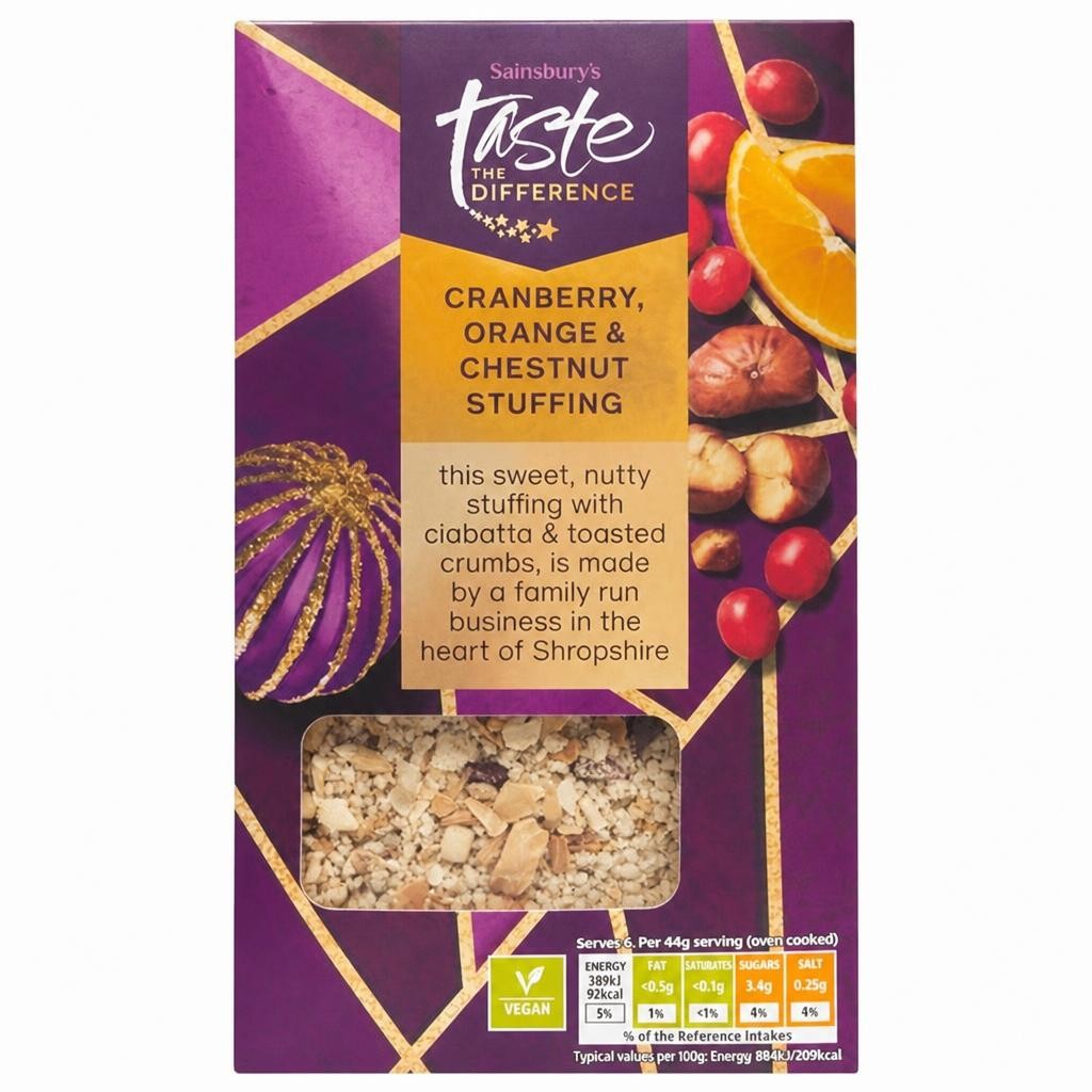 Sainsbury's 110g Cranberry, Orange & Chestnut Stuffing, Taste the Difference