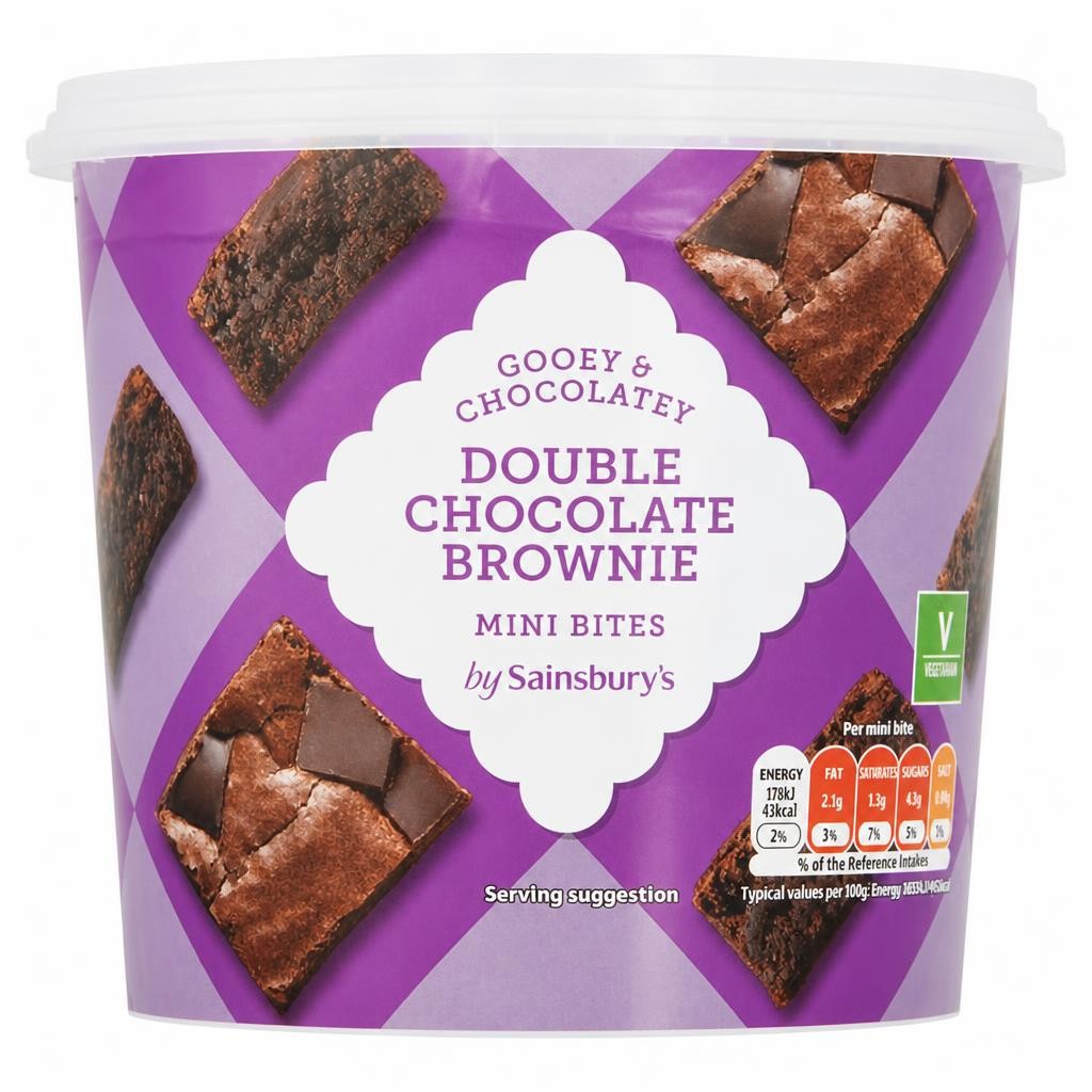 Sainsbury's 240g Double Chocolate Brownie Mini Bites Tub