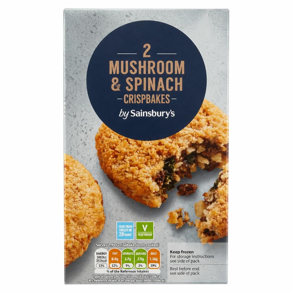 Sainsbury's Mushroom & Spinach Crispbakes x2 240g