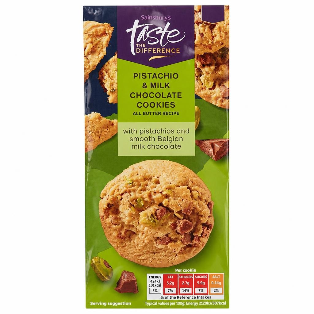 Sainsbury's Pistachio & Milk Chocolate Cookies, Taste the Difference 200g