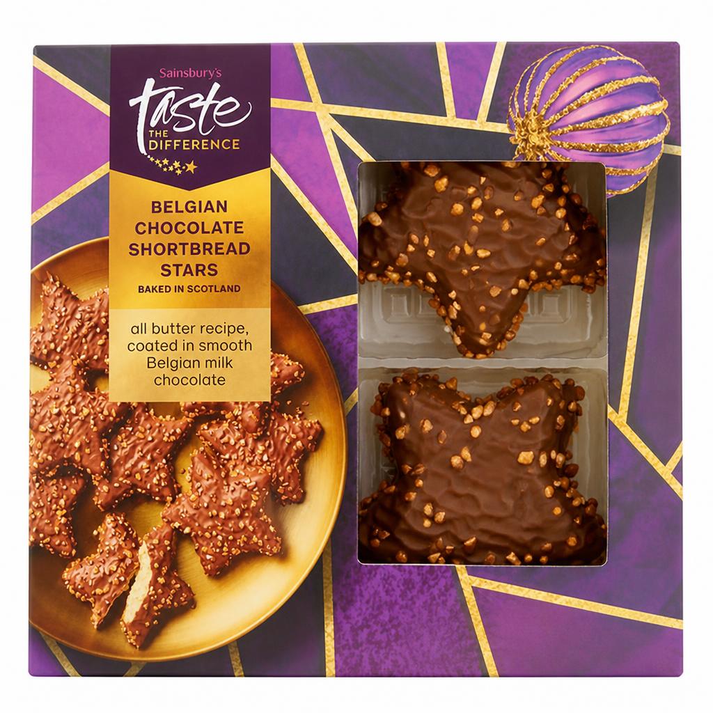 Sainsbury's Belgian Chocolate Shortbread Stars, Taste the Difference 180g