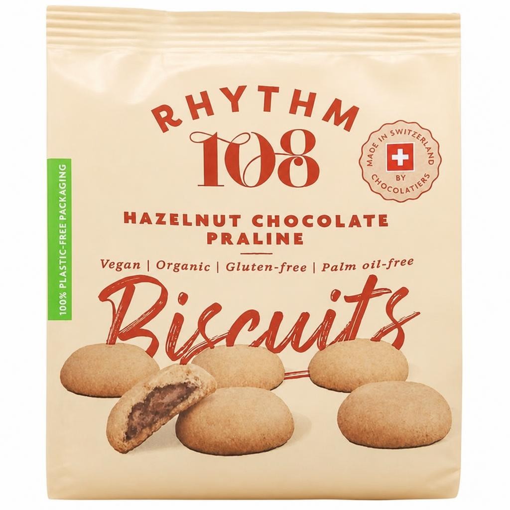 Rhythm 108 Vegan Hazelnut Chocolate Praline Biscuit Share Bag 135g