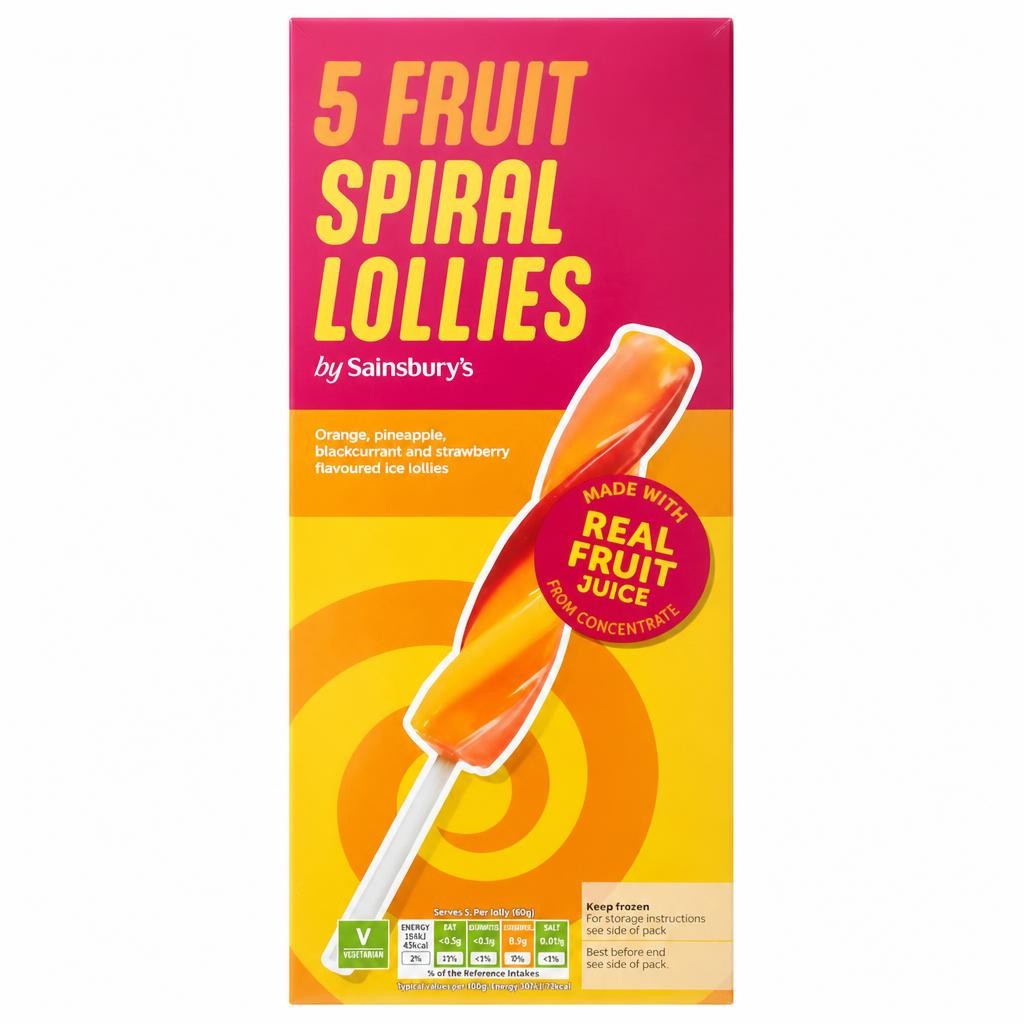 Sainsbury's Fruit Spiral Lollies 5x70ml