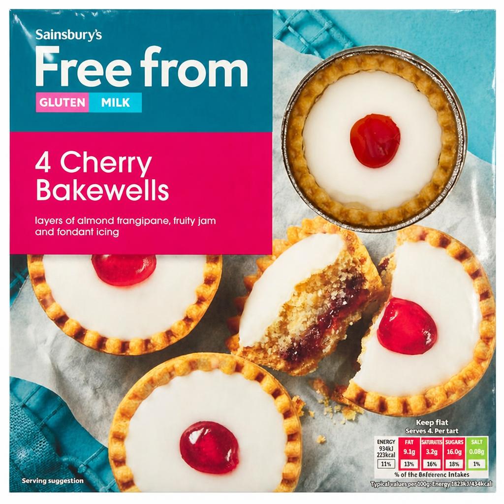 Sainsbury's Free From Cherry Bakewell Tarts x4