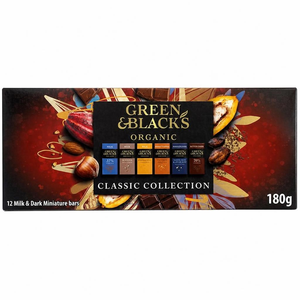 Green & Black's Organic Classic Miniature Dark, Milk & White Chocolate Bar Gifting Collection 180g