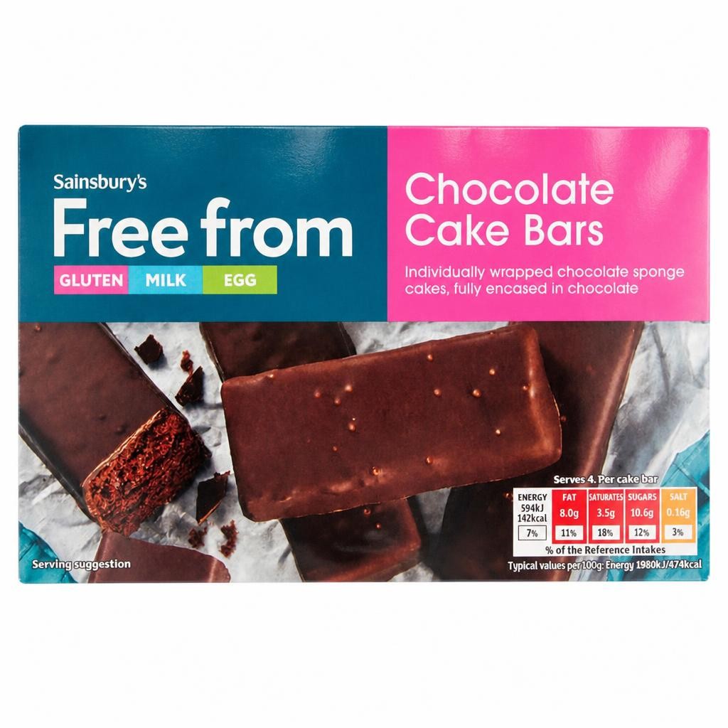 Sainsbury's Free From Chocolate Cake Bars x4