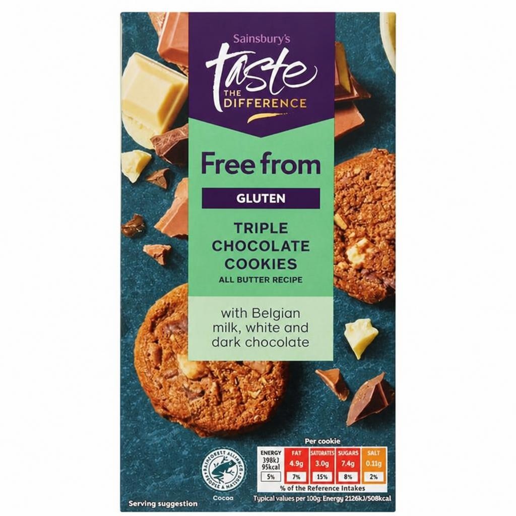 Sainsbury's Free From Triple Chocolate Cookies, Taste the Difference 150g