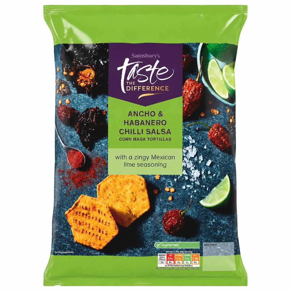 Sainsbury's 150g Ancho & Habanero Chilli Salsa Corn Masa Tortilla Chips, Taste the Difference