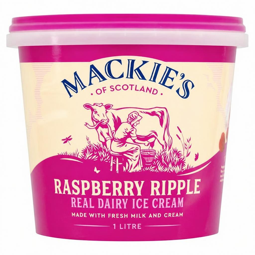Mackie's of Scotland Raspberry Ripple Real Dairy Ice Cream 1L