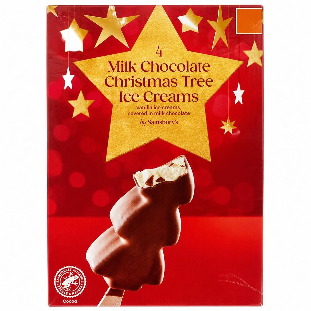 Sainsbury's Milk Chocolate Christmas Tree Ice Creams 4 x 90ml