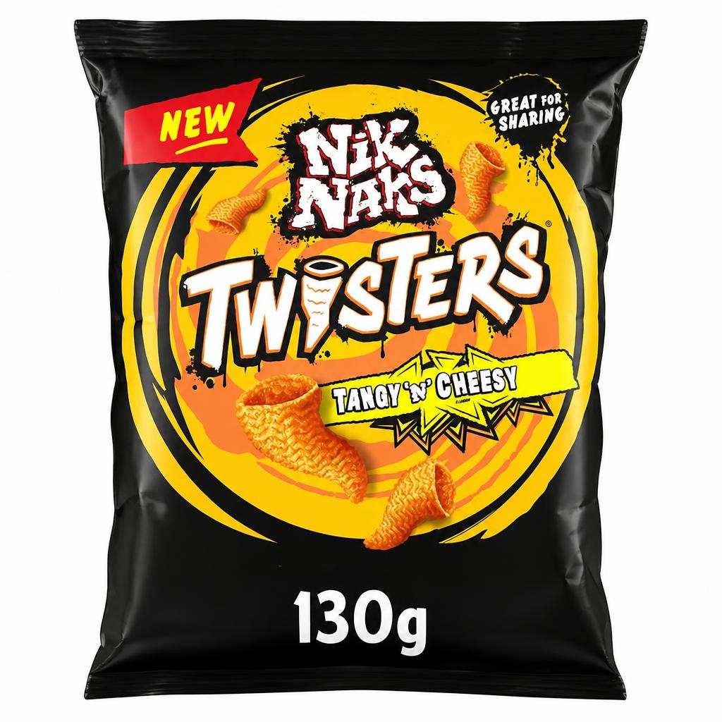 Nik Naks Twisters Tangy N Cheesy Sharing Crisps 130g