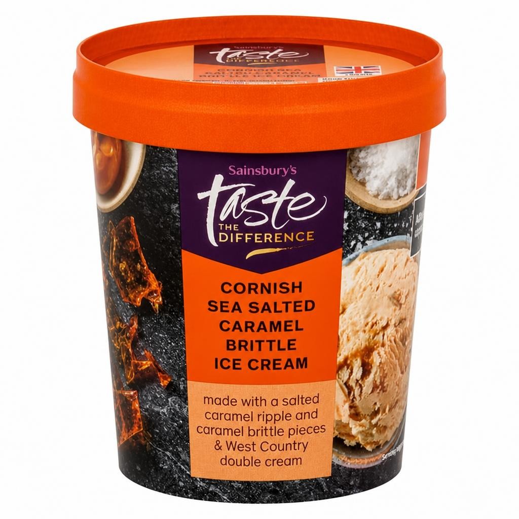 Sainsbury's Cornish Sea Salted Caramel Brittle Ice Cream, Taste the Difference 480ml