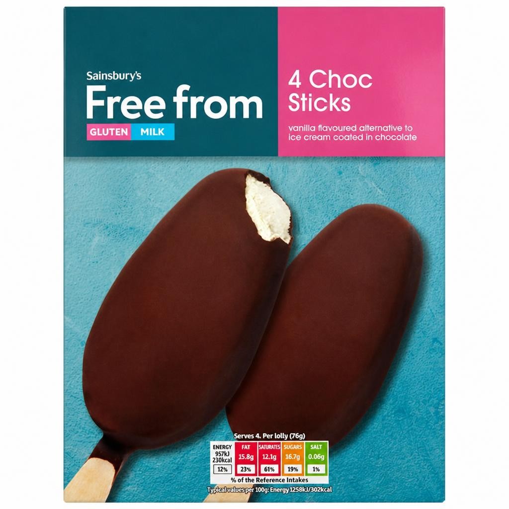 Sainsbury's Free From Choc Sticks 4 x 76g