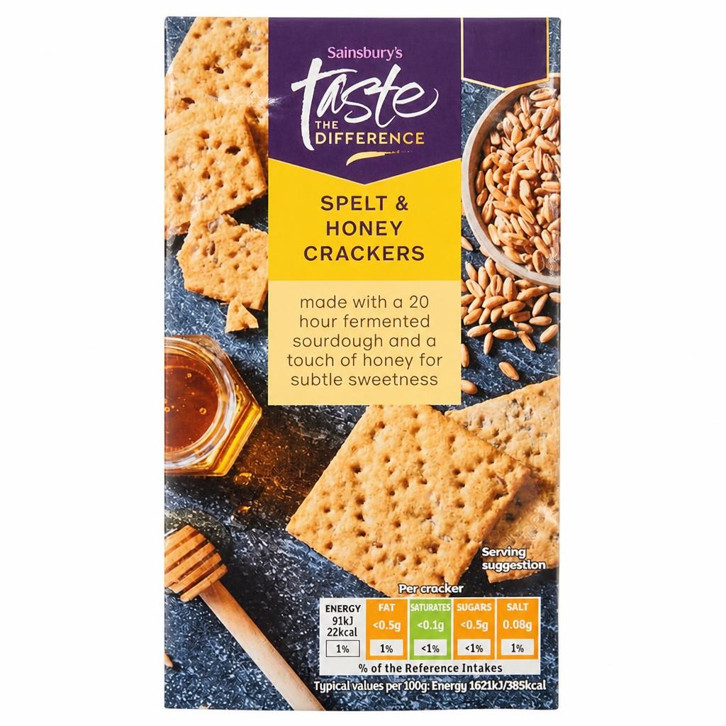 Sainsbury's Spelt & Honey Crackers, Taste the Difference 100g