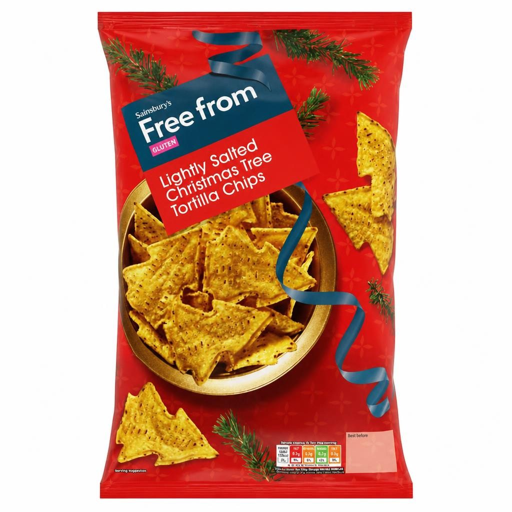 Sainsbury's Free From Lightly Salted Christmas Tree Tortilla Chips 200g