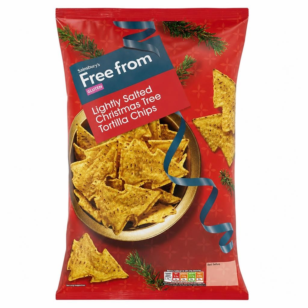 Sainsbury's Free From Lightly Salted Christmas Tree Tortilla Chips 200g