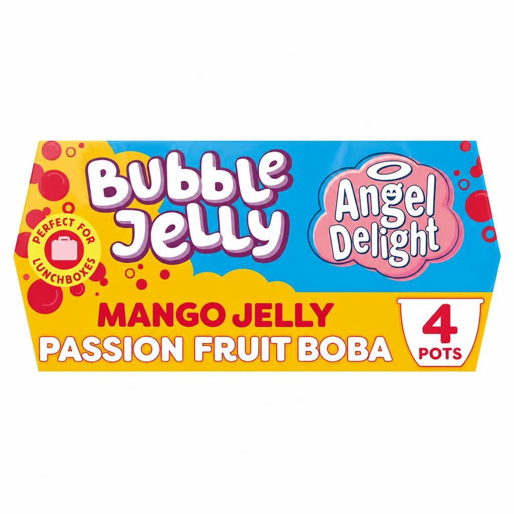 Angel Delight 4 x Mango Jelly & Passionfruit Boba Bubble Dessert Snack Pot