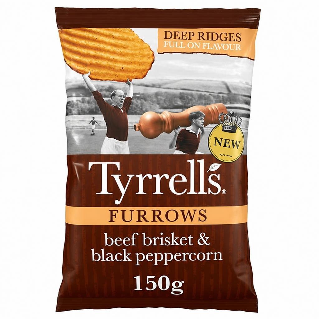 Tyrrells Furrows Beef Brisket & Black Peppercorn Sharing Crisps 150g