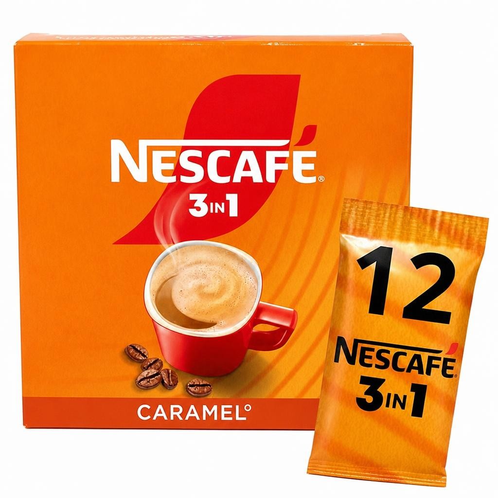 Nescafe 3 In 1 Caramel Instant Coffee Sachets 12x16g