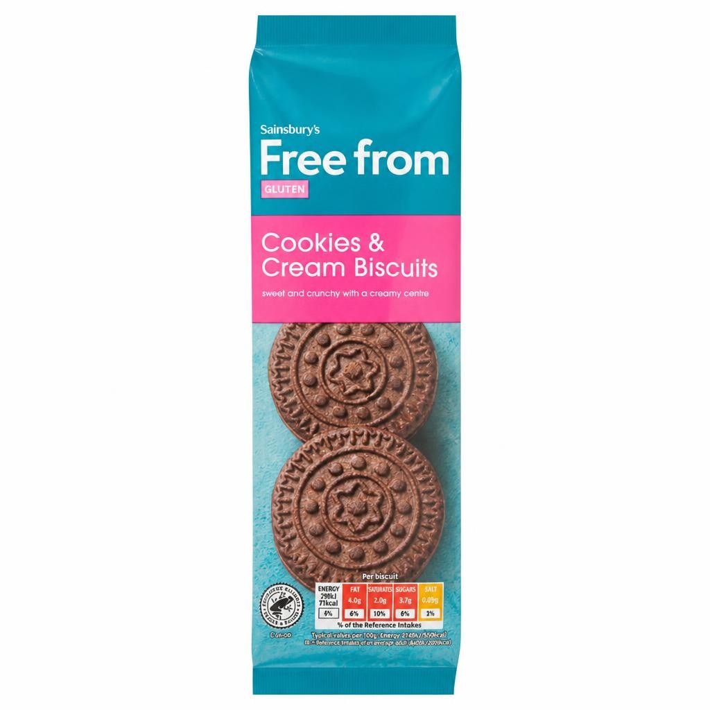 Sainsbury's Free From Cookies & Cream Biscuits 160g
