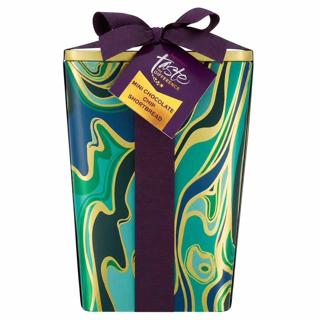 Sainsbury's Mini Chocolate Chip Shortbread Gift Tin, Taste the Difference 250g