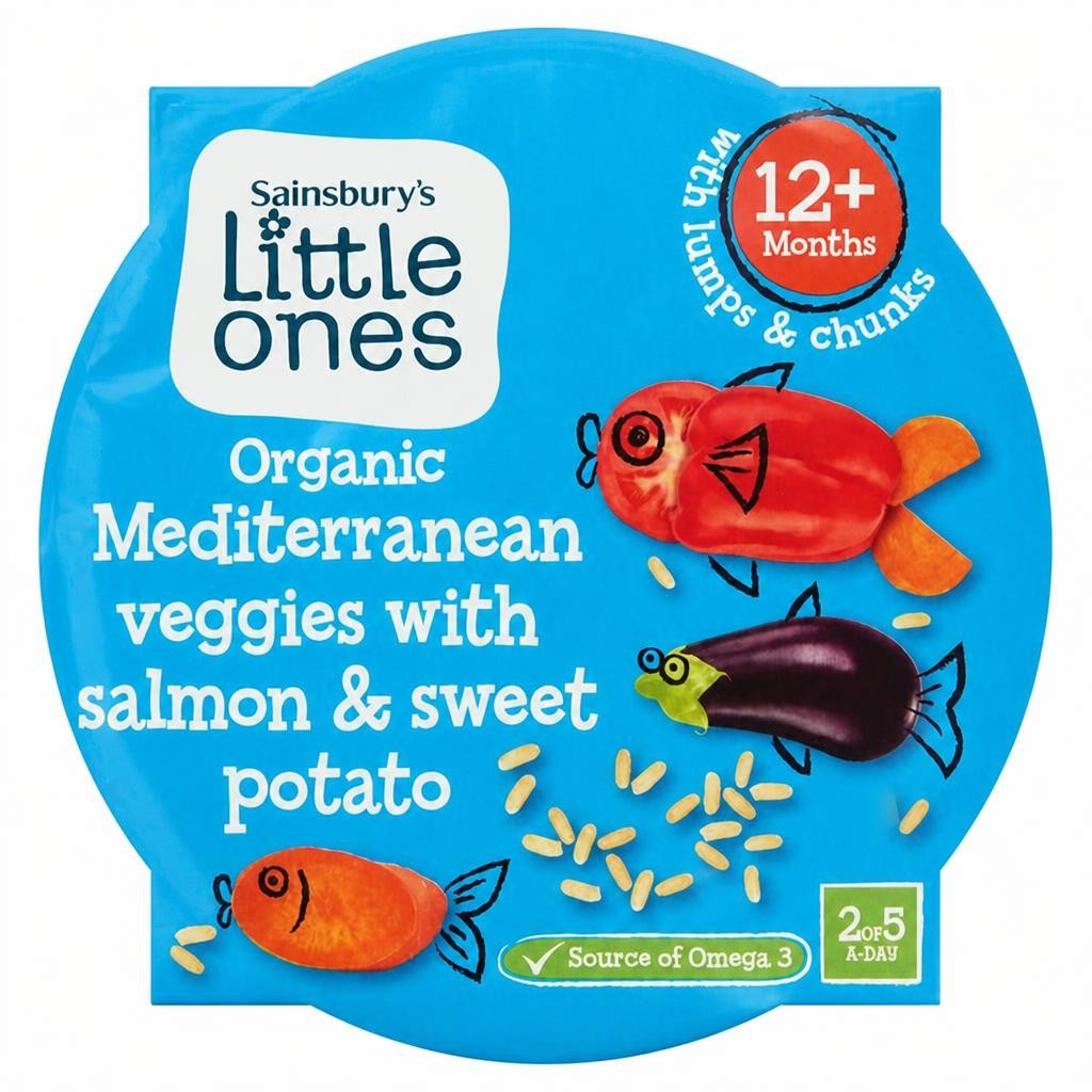 Sainsbury's Little Ones Organic Mediterranean Veggies with Salmon & Sweet Potato 12+ Months 200g
