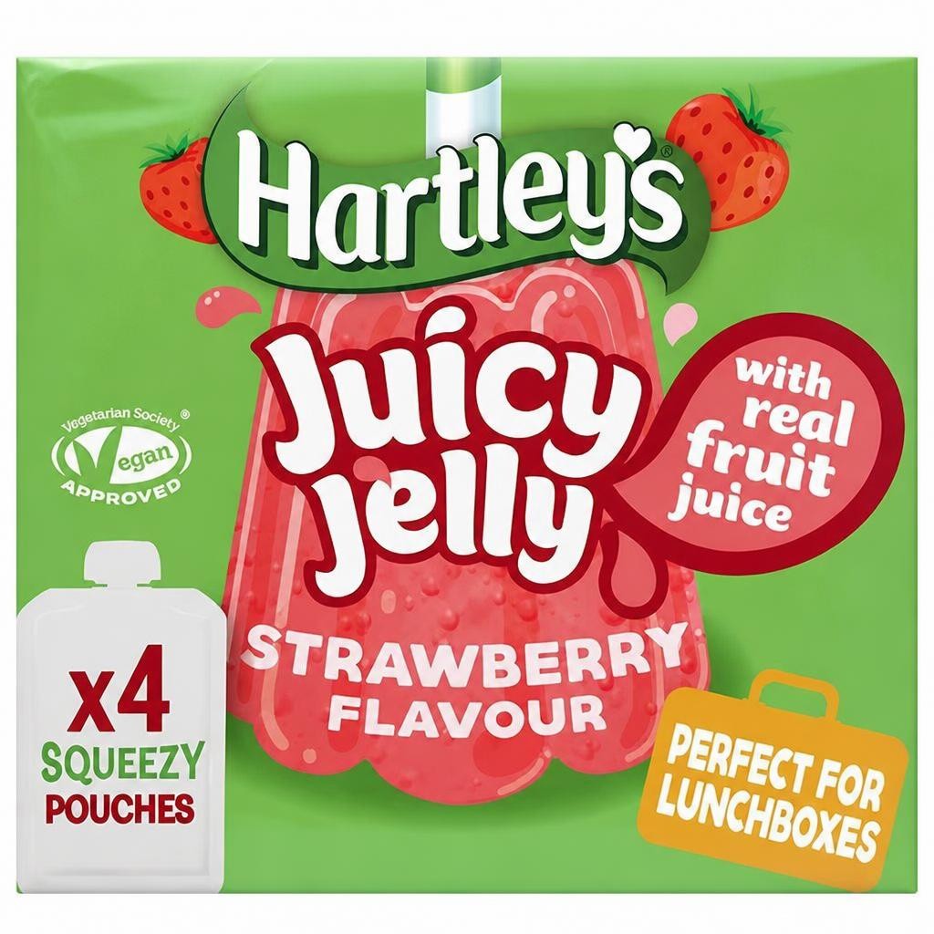 Hartley's Strawberry Flavour Juicy Jelly Pouches 4 x 90g