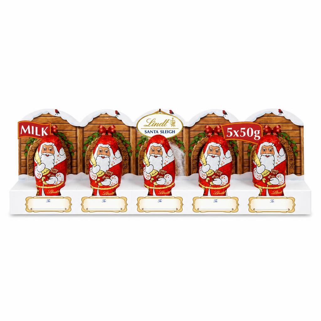Lindt Santa Christmas Milk Chocolate 5 x 50g