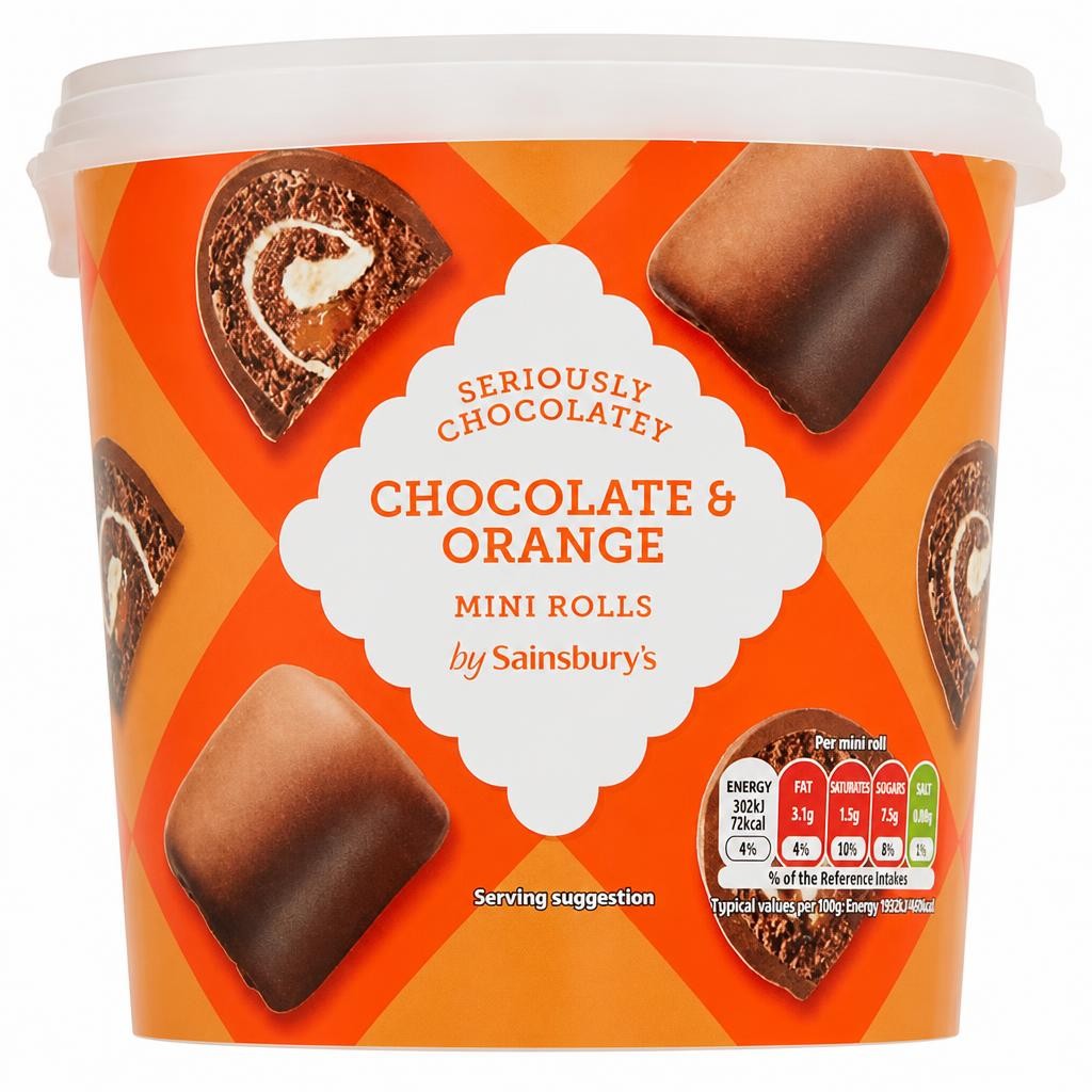 Sainsbury's 265g Chocolate Orange Mini Roll Bites Tub
