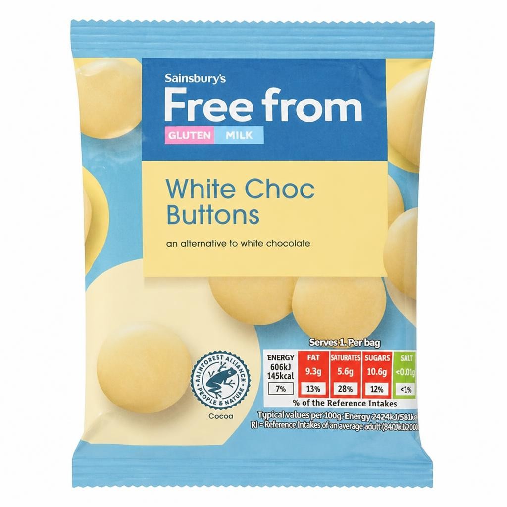 Sainsbury's Free From White Chocolate Buttons 25g