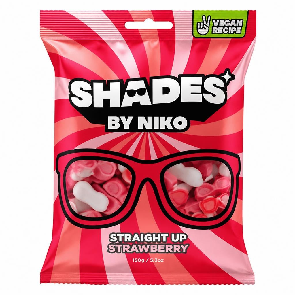 Shades by Niko Straight Up Strawberry Flavour Sweets 150g