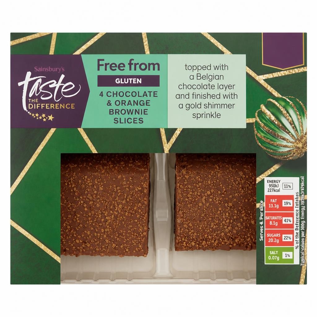 Sainsbury's Free From Chocolate & Orange Brownie Slices, Taste the Difference x4 153g