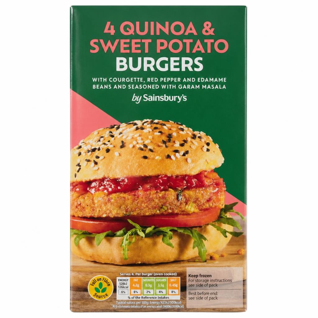 Sainsbury's Love Your Veg! Quinoa, Sweet Potato & Lentil Burgers 350g