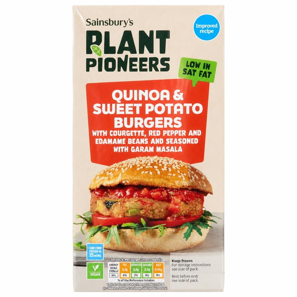 Sainsbury's Love Your Veg! Quinoa, Sweet Potato & Lentil Burgers 350g