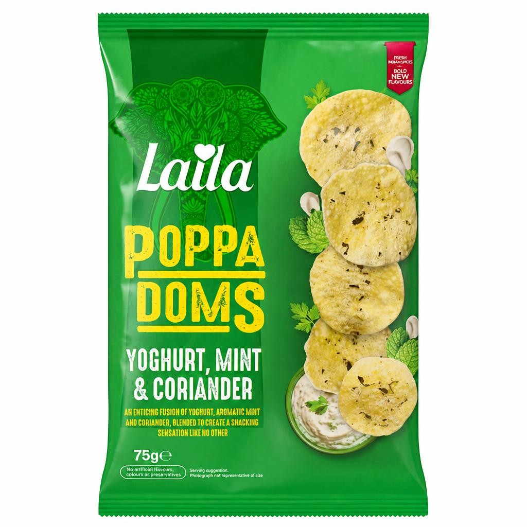 Laila Mini Poppadoms Yoghurt Mint & Coriander 75g