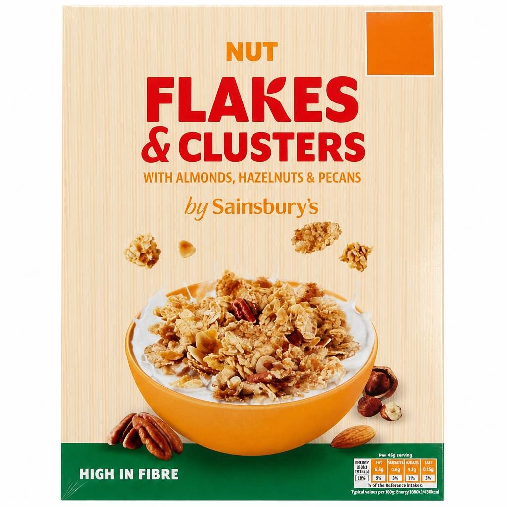 Sainsbury's Nut Flakes & Clusters with Almonds, Hazelnuts & Pecans 500g
