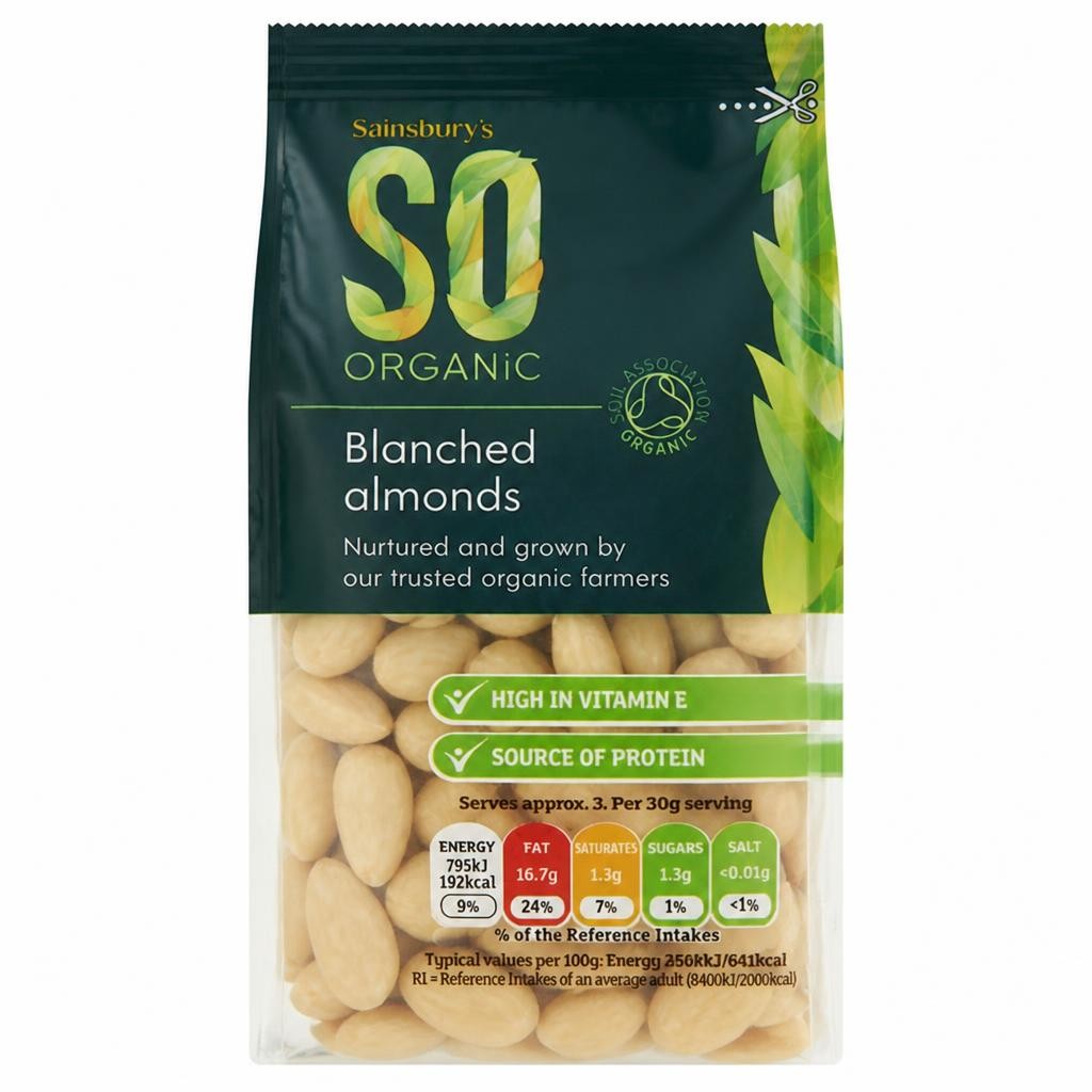 Sainsbury's Blanched Almonds, SO Organic 100g
