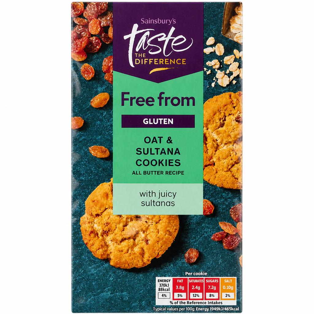 Sainsbury's Free From Oat & Sultana Cookies, Taste the Difference 150g