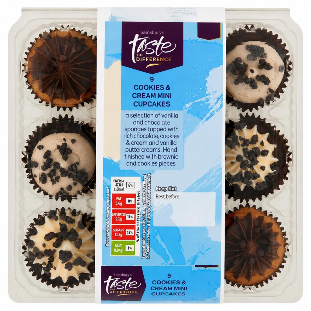 Sainsbury's Cookies & Cream Mini Cupcakes, Taste the Difference x9 214g